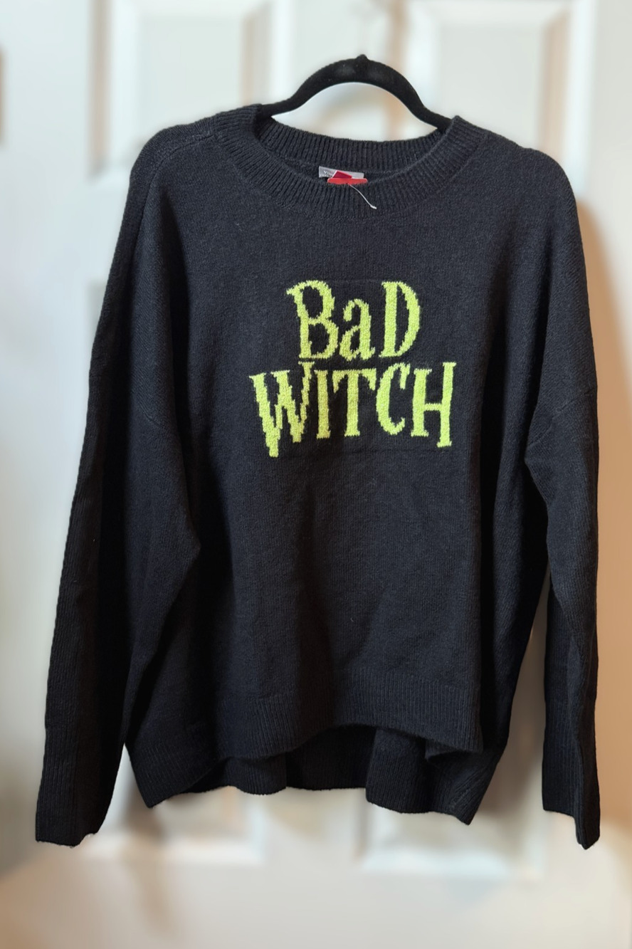 Vince Camuto Black Sweater Women XLarge NWT Bad Witch Halloween Wicked Pullover